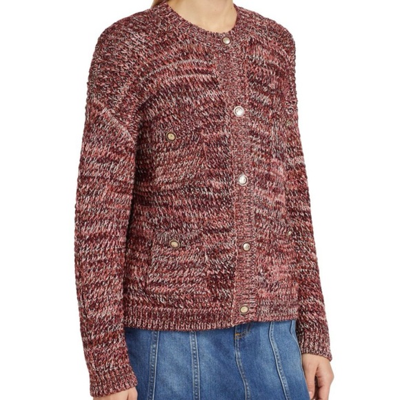 ba&sh Women's Burgundy Cardigan Sweater
